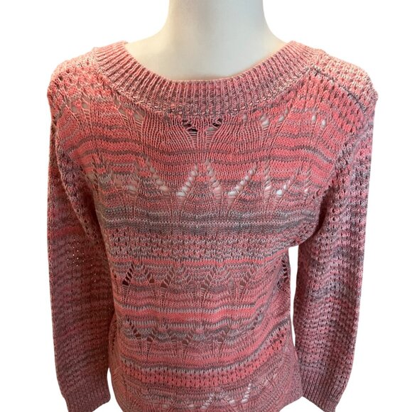 Takeout Cardigan Sweater Pink Grey Size Large - Picture 2 of 6